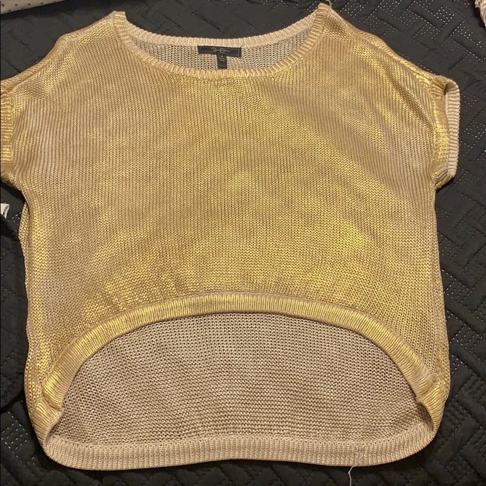 Jessica Simpson metallic gold blouse